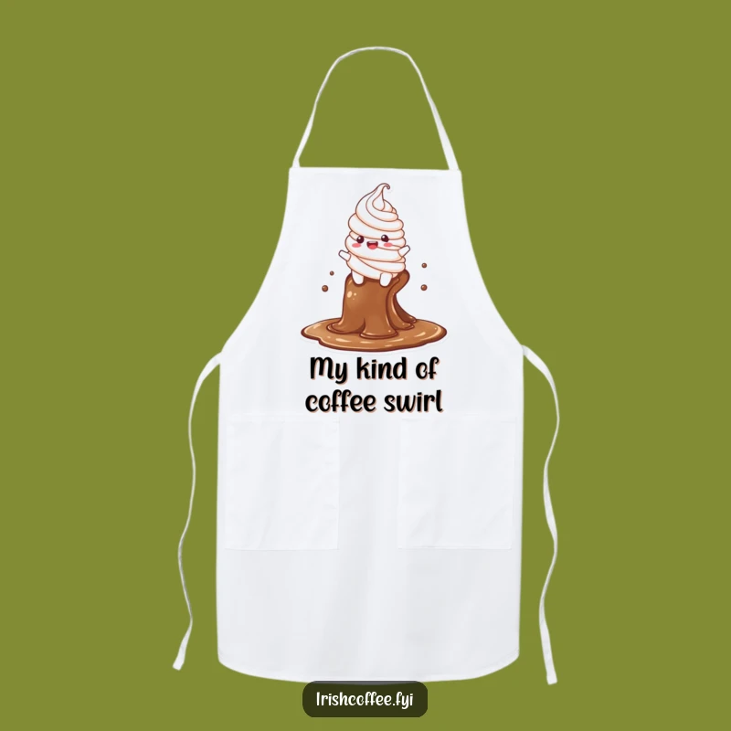 Funny Whipped Cream Apron: Delighted Character Slides Down Coffee Stream, Kitchen Funny Gift!