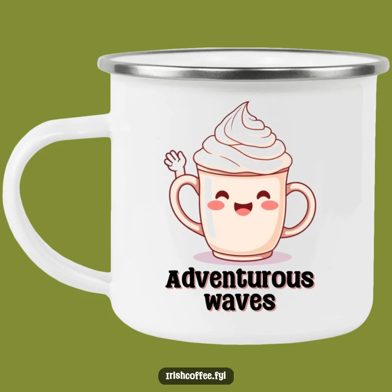 Funny Whipped Cream Camping Mug - Adventure Waves Hello - Perfect Funny Gift