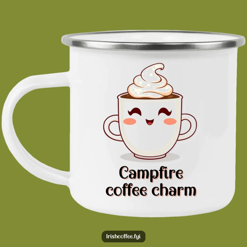 Funny Coffee Camping Mug: Winking Steaming Outdoor Gift