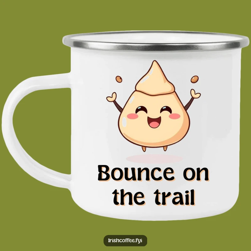 Funny Coffee Liquor Dollop Camping Mug: Adventure with Bounce, Hilarious Gift