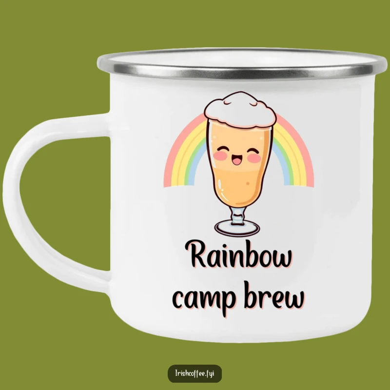 Funny Rainbow Irish Coffee Camping Mug - Enamel Giggling Glass Mug, Perfect Funny Gift for Outdoors