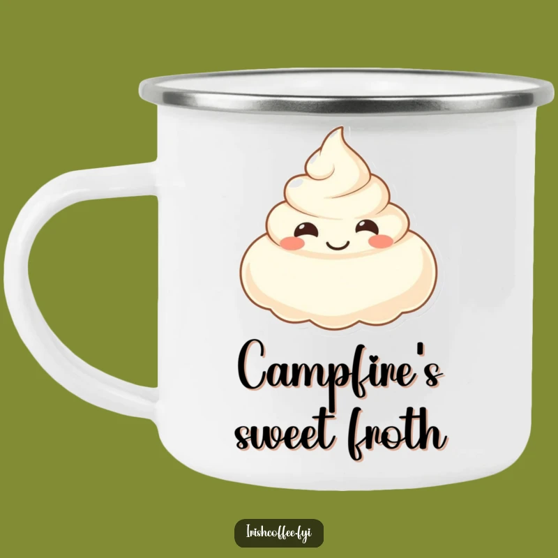 Funny Smiling Cream Camping Mug - Sweet Adventures with Outdoor Humor