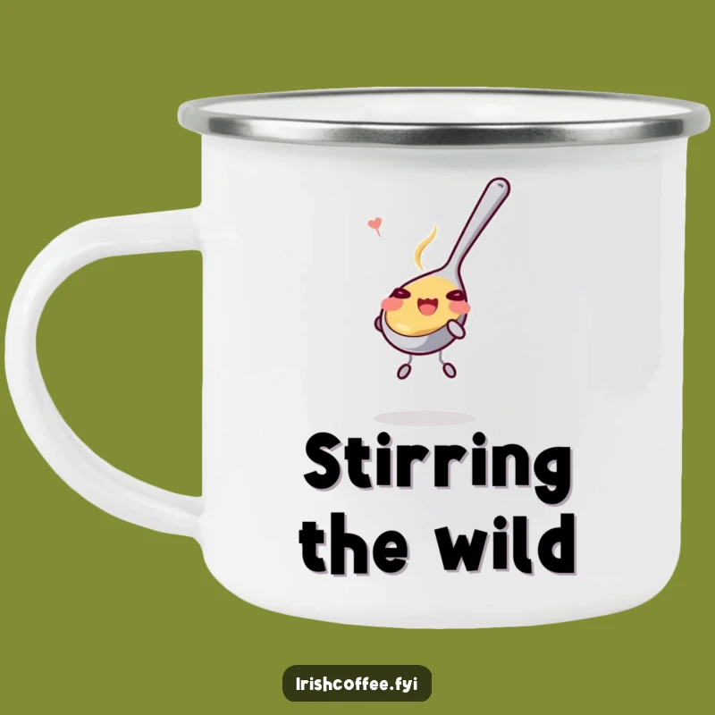 Durable Funny Happy Teaspoon Stirring Playfully Camping Mug: Adventure Ready!