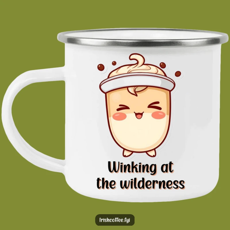 Funny Winking Coffee Camping Mug: Adventure with a Mischievous Smile