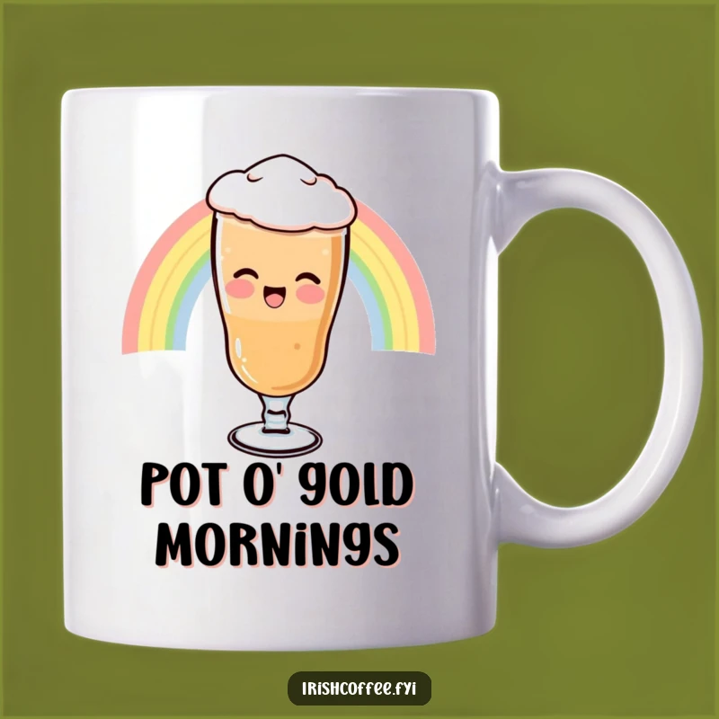 Funny Rainbow Irish Coffee Mug - Giggling Glass Cartoon, Perfect Funny Gift for St. Patrick's Day