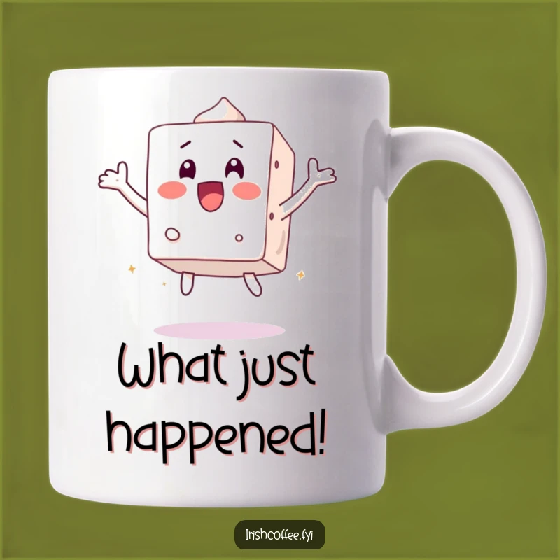 Funny Surprised Sugar Cube Jumps Mug - Hilarious Sweet Treat Gift!