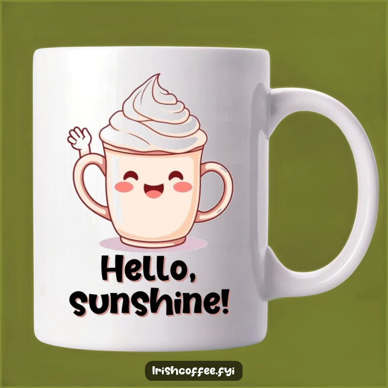 Funny Whipped Cream Mug Waves Hello - A Joyful Delight & Perfect Funny Gift