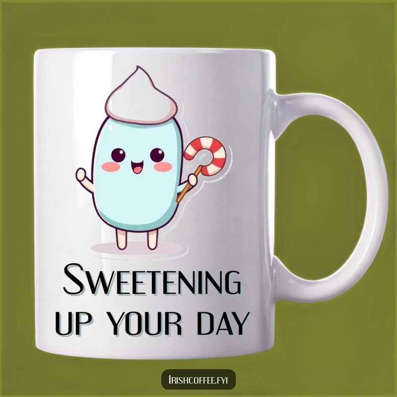 Funny Stir Stick Mug - Playful Candy Cane Character, Sweet Gift Idea