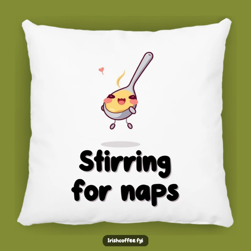 Cozy Funny Happy Teaspoon Stirring Playfully Pillow: Snuggle Up With Humor!