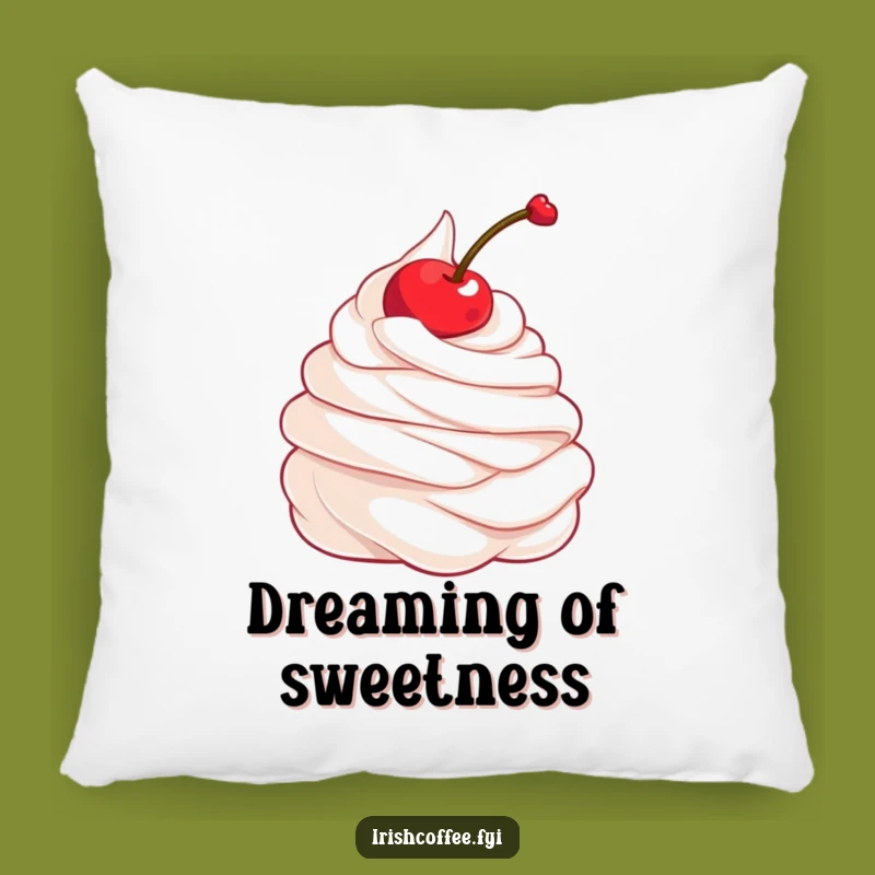 Funny Pillow: Whipped Cream and Cherry Twirl, Cozy Comfort with Sweet Humor