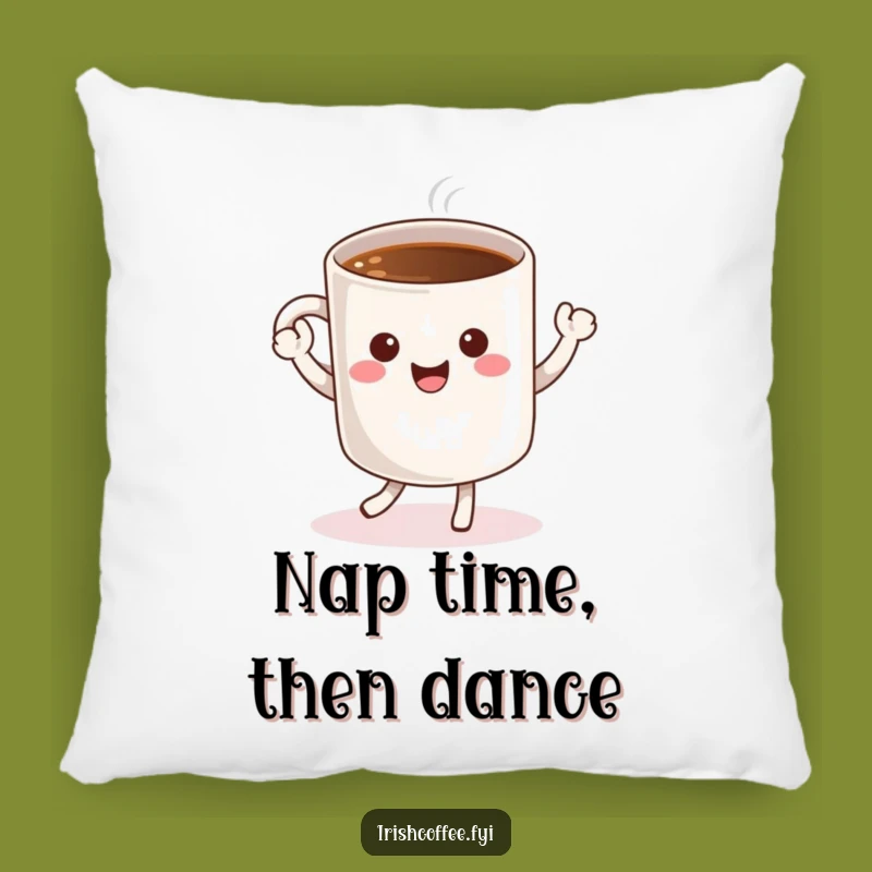 Funny Coffee Pillow: Dancing Character Cheerful Cushion Gift