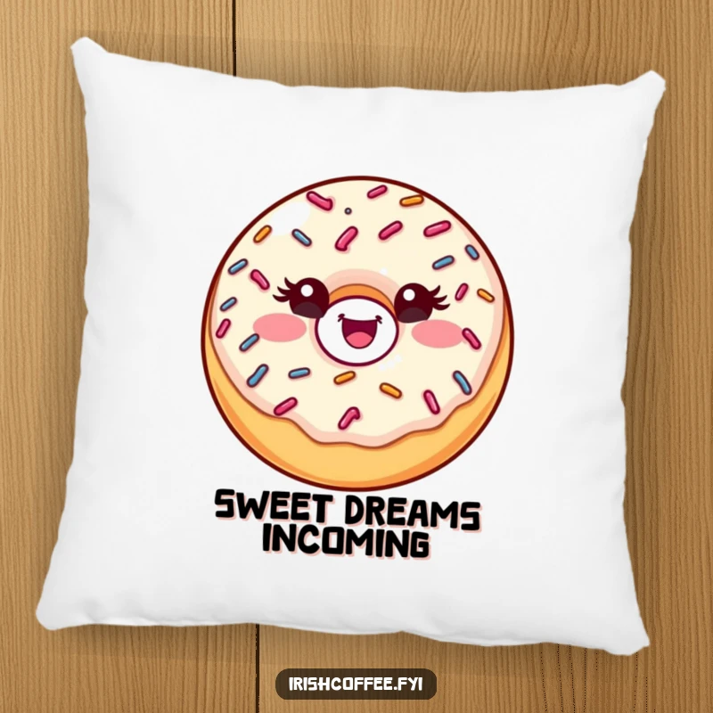 Funny donut pillow with a winking sprinkle donut design, a soft and humorous decorative accent.