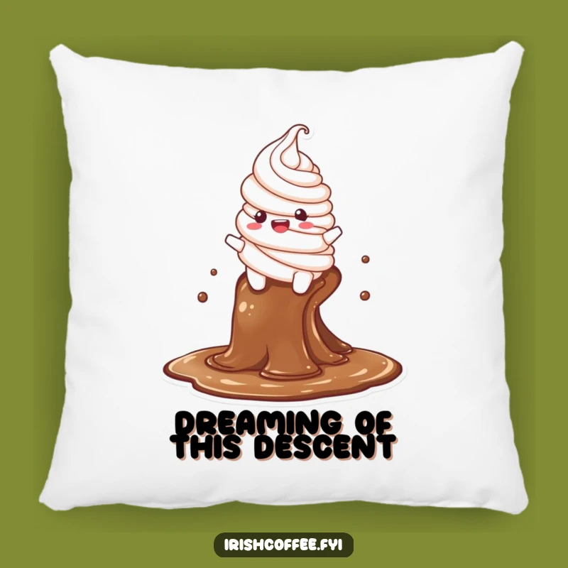 Funny Whipped Cream Pillow: Delighted Character Slides Down Coffee Stream, Comfy Funny Gift!