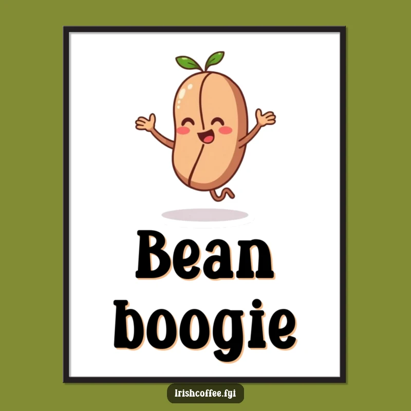 Funny Coffee Bean Dance Digital Art an Energetic Printable Gift
