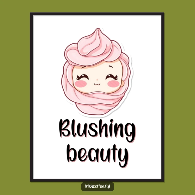 Funny Shy Whipped Cream Swirl Blush Print - Instant Sweet Decor Gift!