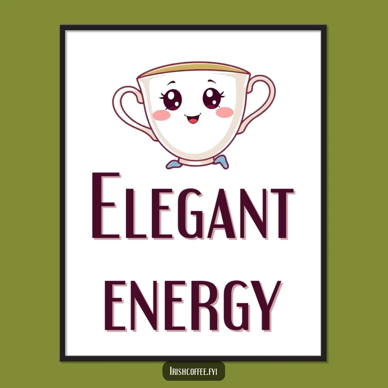 Funny Teacup Pirouette Digital Art: Printable Decor of a Dancing Teacup, Instant Funny Gift