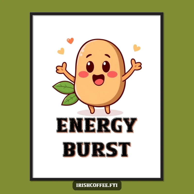 Funny Coffee Bean Digital Art: Instant Humor for Walls Gift