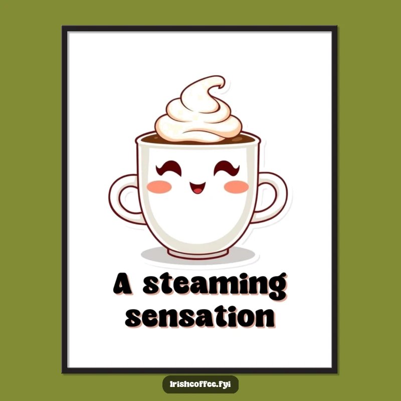 Funny Coffee Digital Art: Winking Creamy Art Print Gift