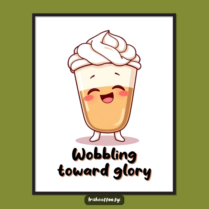 Funny Coffee Wobble Digital Print: Giggles & Whipped Cream Art, Instant Decor