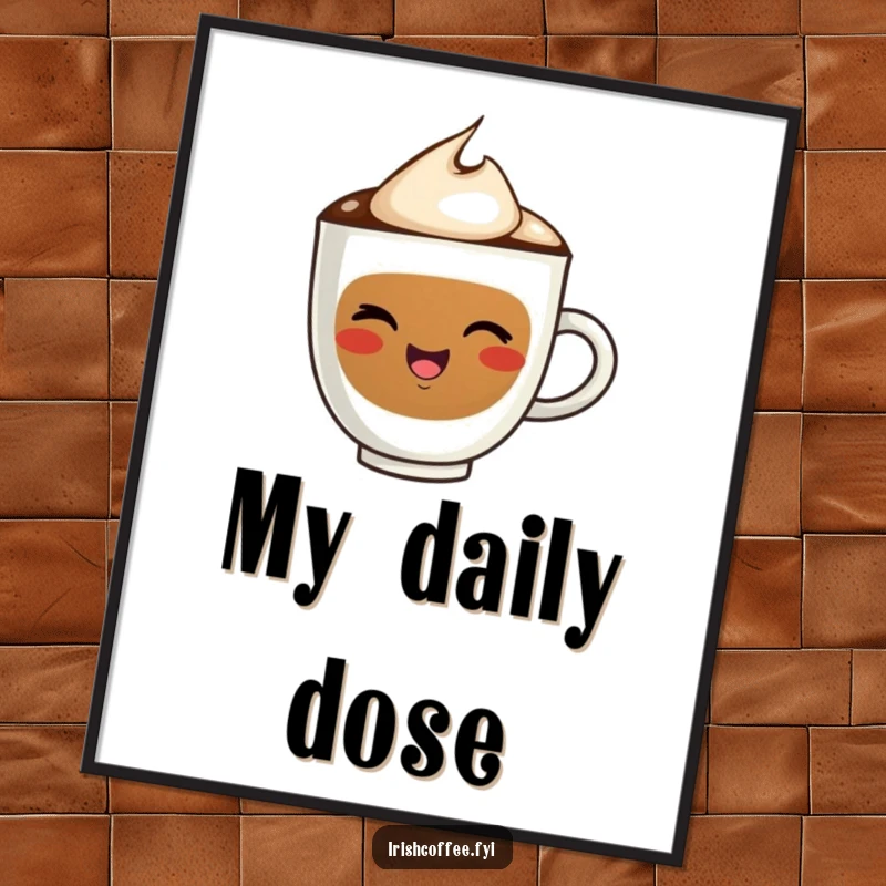 Funny digital art of a smiling coffee cup character giving a playful wink, ready to be printed or displayed digitally.