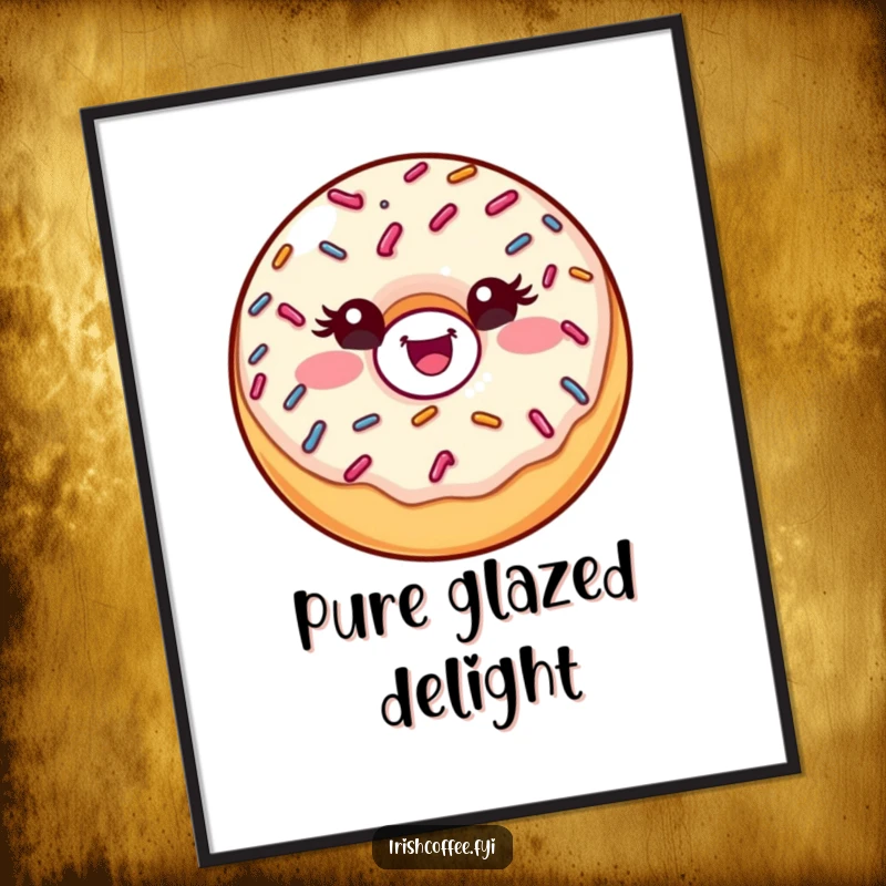 Funny donut digital art featuring a winking sprinkle donut, vibrant and humorous for instant download.
