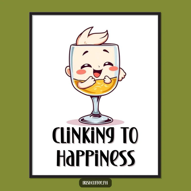 Funny Giggling Whiskey Glass Clinking Digital Art Print: Instant Joyful Decor!