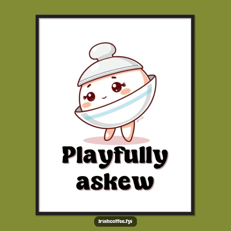 Funny Saucer Tipping Digital Art: Humorous Tableware Character Print, Great Funny Gift!