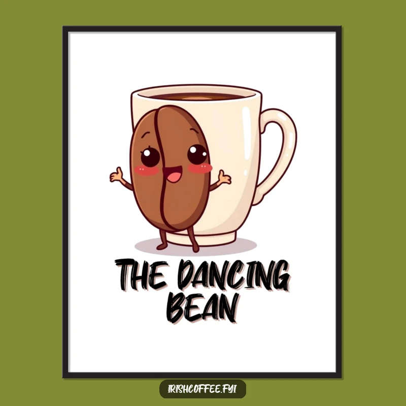 Funny Dancing Coffee Bean Digital Art - Instant Energy, Perfect Gift