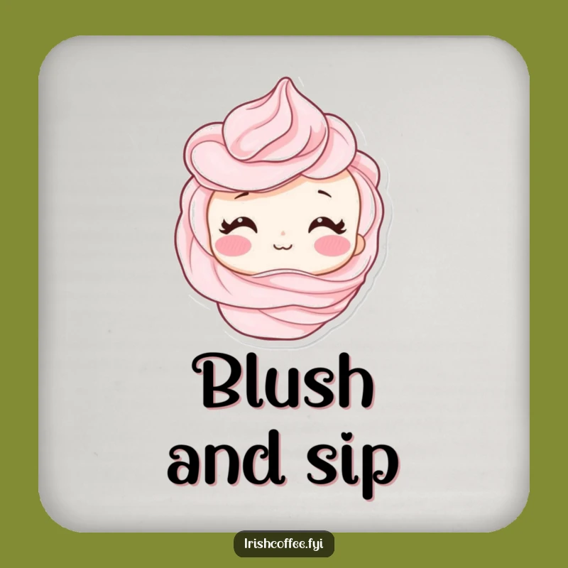 Funny Shy Whipped Cream Swirl Blush Coaster - Protect Surfaces Sweetly!
