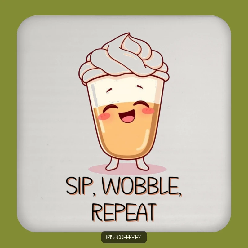 Funny Coffee Wobble Coaster: Giggles & Whipped Cream, Bar Decor Gift