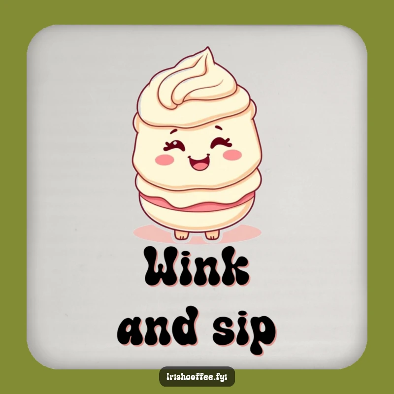 Funny Cream Layer Character Coaster a Playful Wink Drink Protector Gift