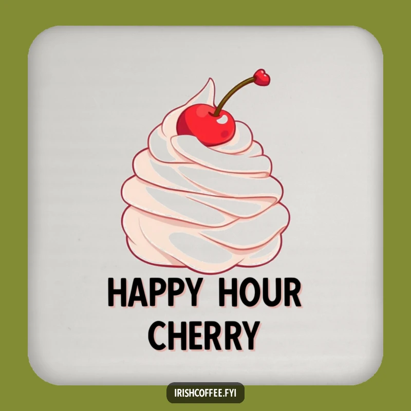 Funny Drink Coasters: Whipped Cream Cherry Twirl, Protect Surfaces with Sweet Humor