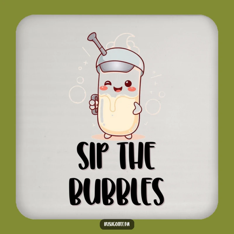 Funny Frother Coaster: Protect Tables with Bubbly Humor, Great Drink Gift