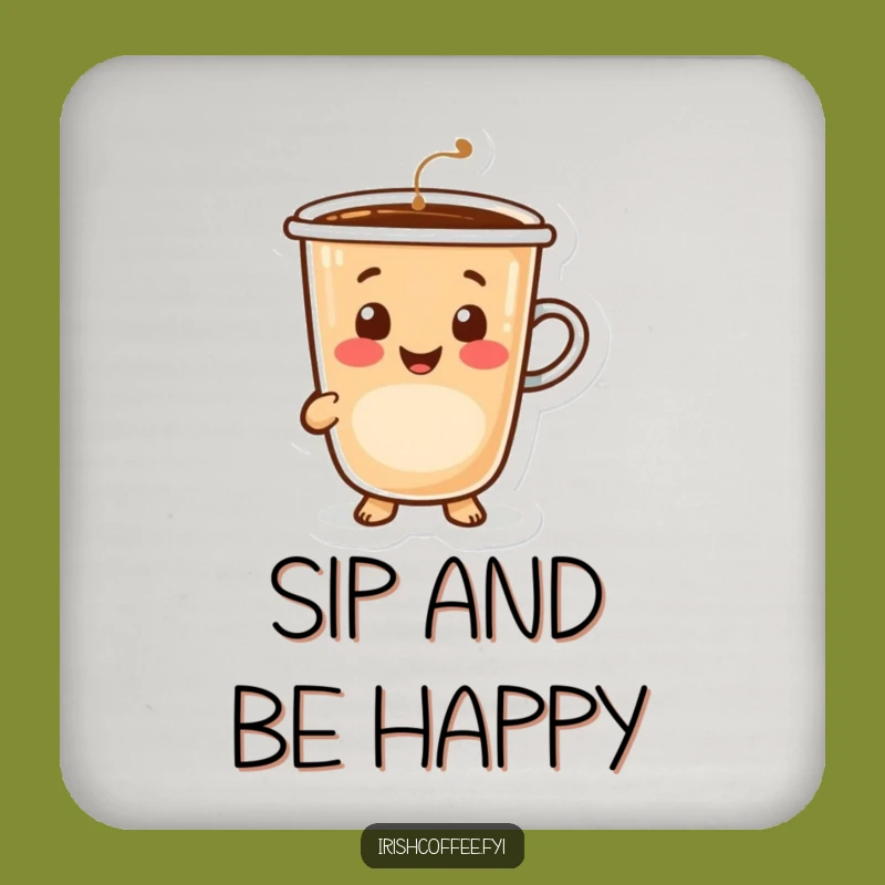 Funny Happy Coffee Coaster - Protect Surfaces with a Smile