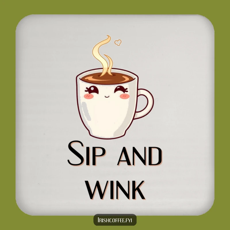 Funny Winking Coffee Mug Coaster - Protect Tables with Caffeine Charm