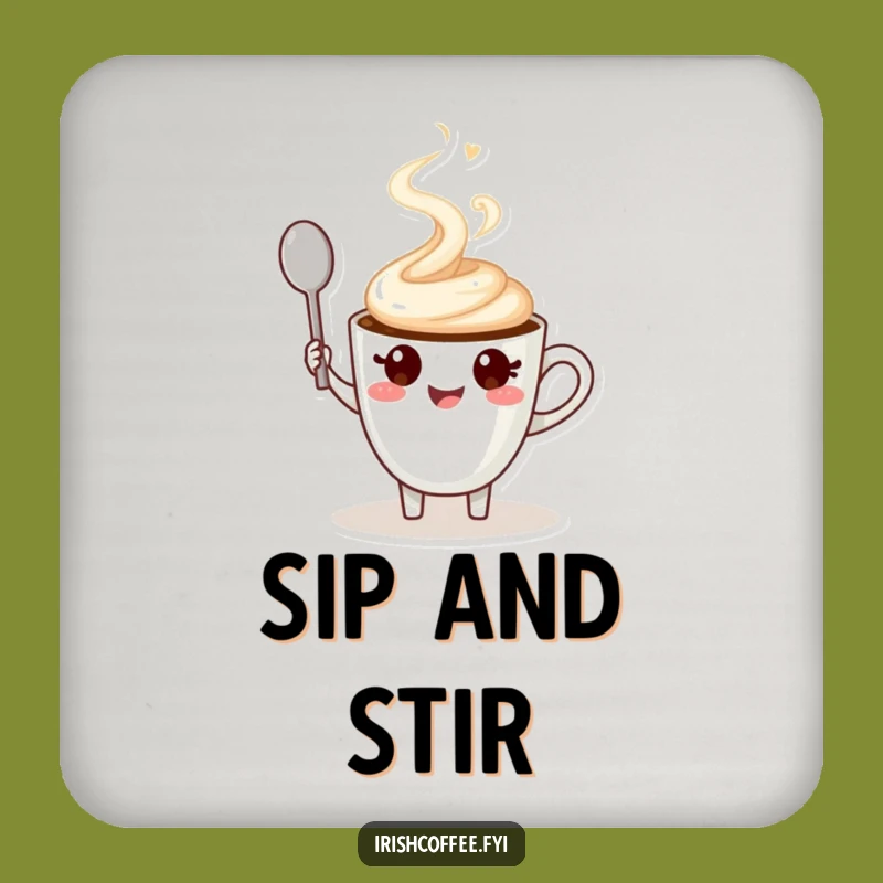 Funny Coffee Cup Character Coaster a Cheerful Drink Protector Gift