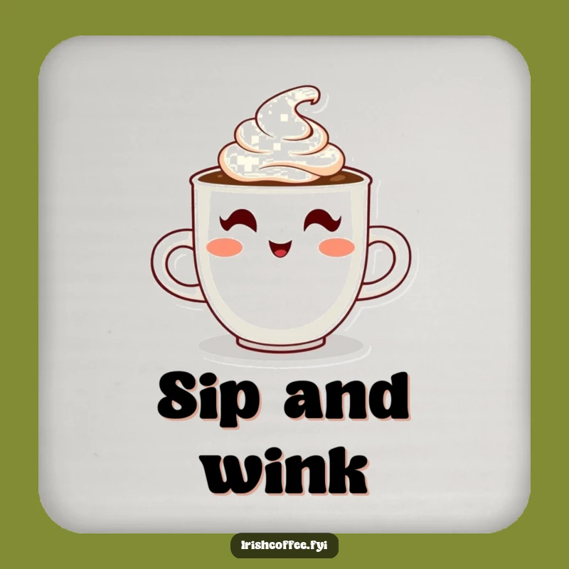 Funny Coffee Coaster: Winking Creamy Drink Protector Gift