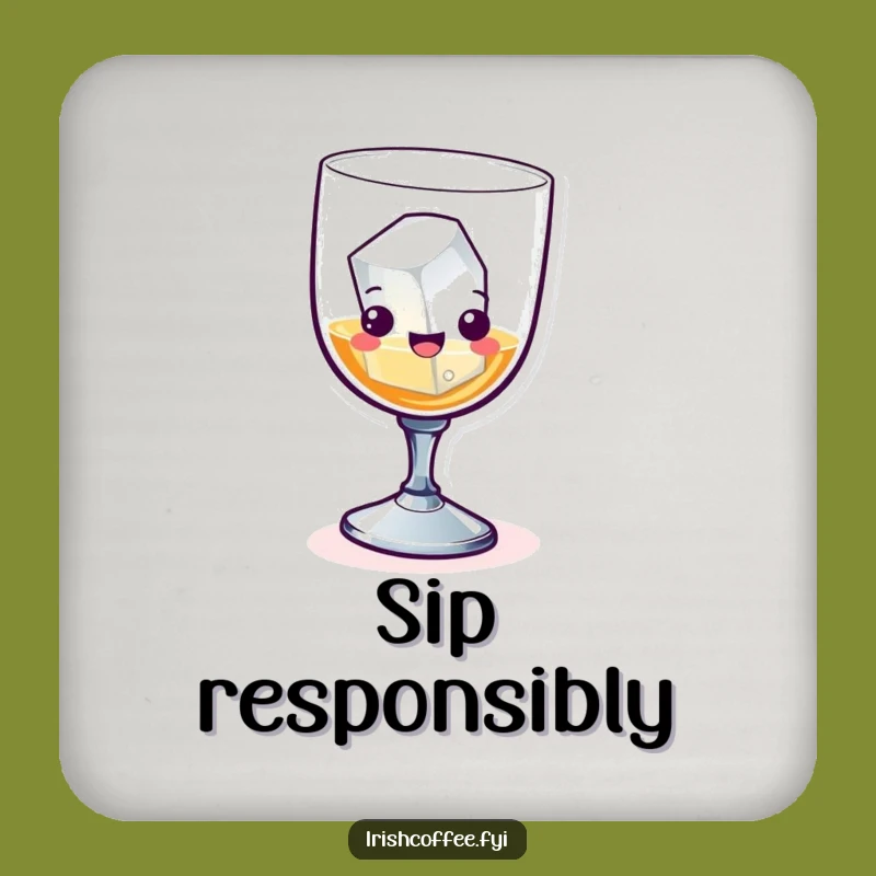 Funny Whiskey Glass Coaster: Protect Surfaces with Ice Cube Skiing Charm