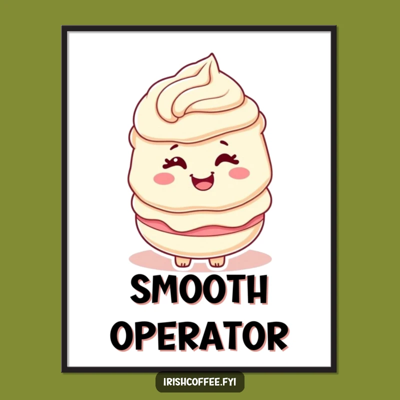 Funny Cream Layer Character Poster a Playful Wink Wall Art Gift
