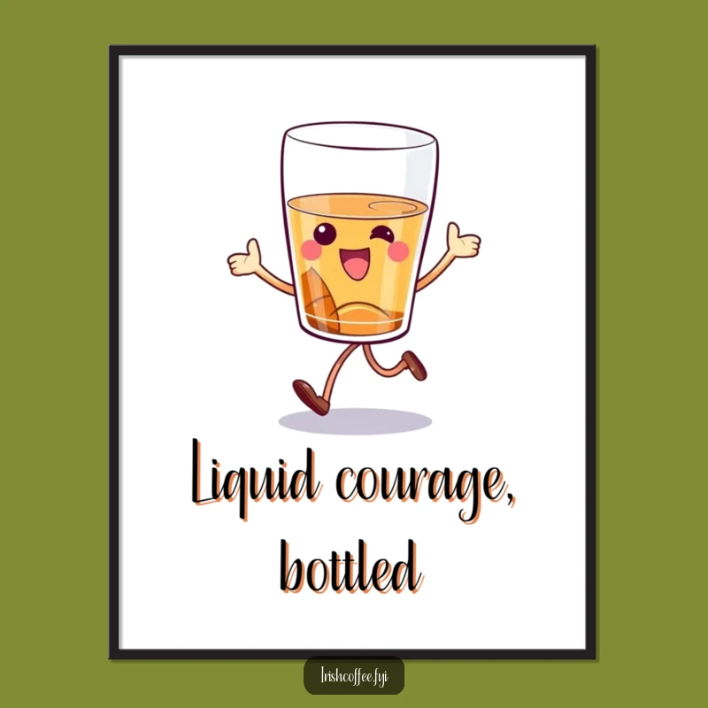 Funny Hopping Whiskey Glass Poster: Inject Humor and Joy into Your Space