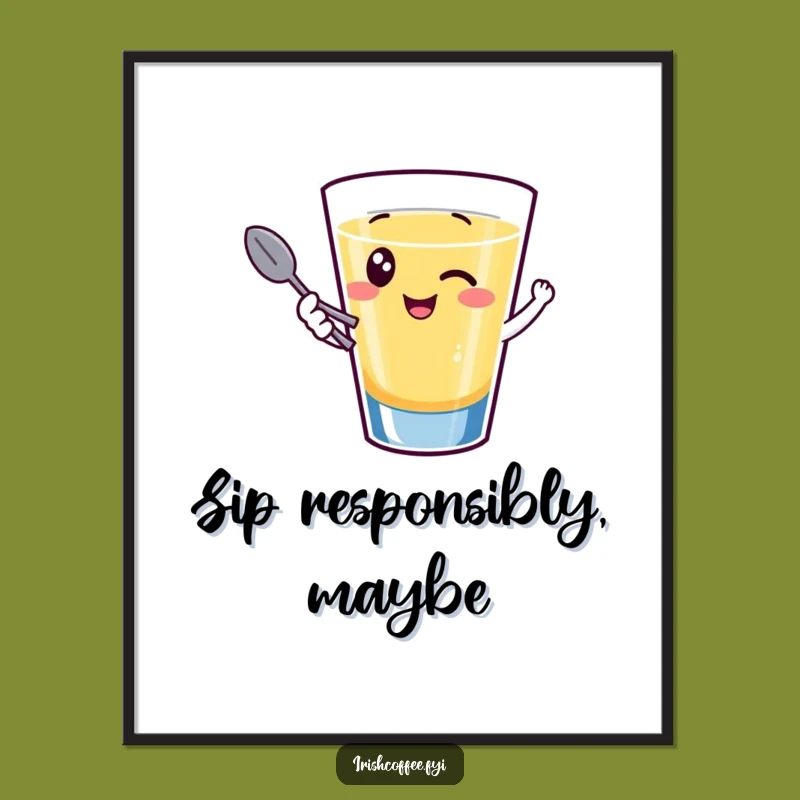 Funny Poster Print: Giggling Shot Glass Wink, Add Hilarious Party Vibes to Walls