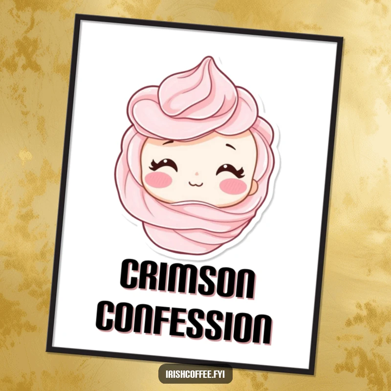 Funny poster of a shy whipped cream swirl character blushing, adding a touch of adorable humor to wall decor.