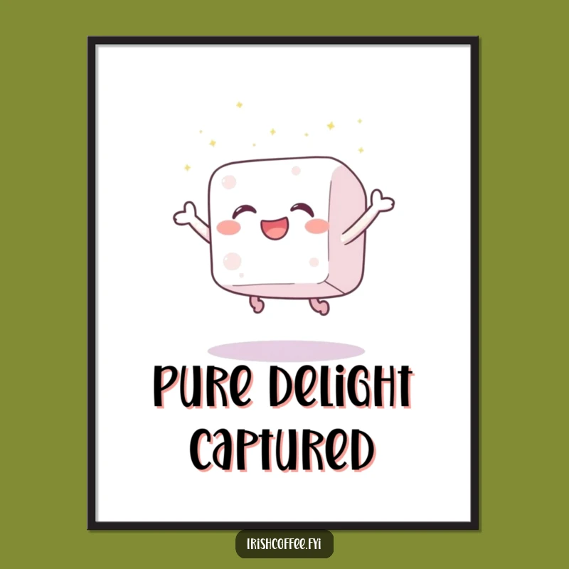 Funny Sugar Cube Joy Poster: Whimsical Wall Art of a Leaping Cube, Unique Funny Gift Decor