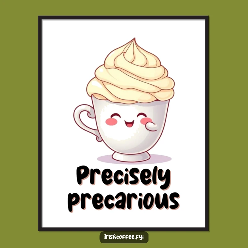 Funny Balancing Cup Character Poster: Cream Swirl Humorous Funny Gift Art