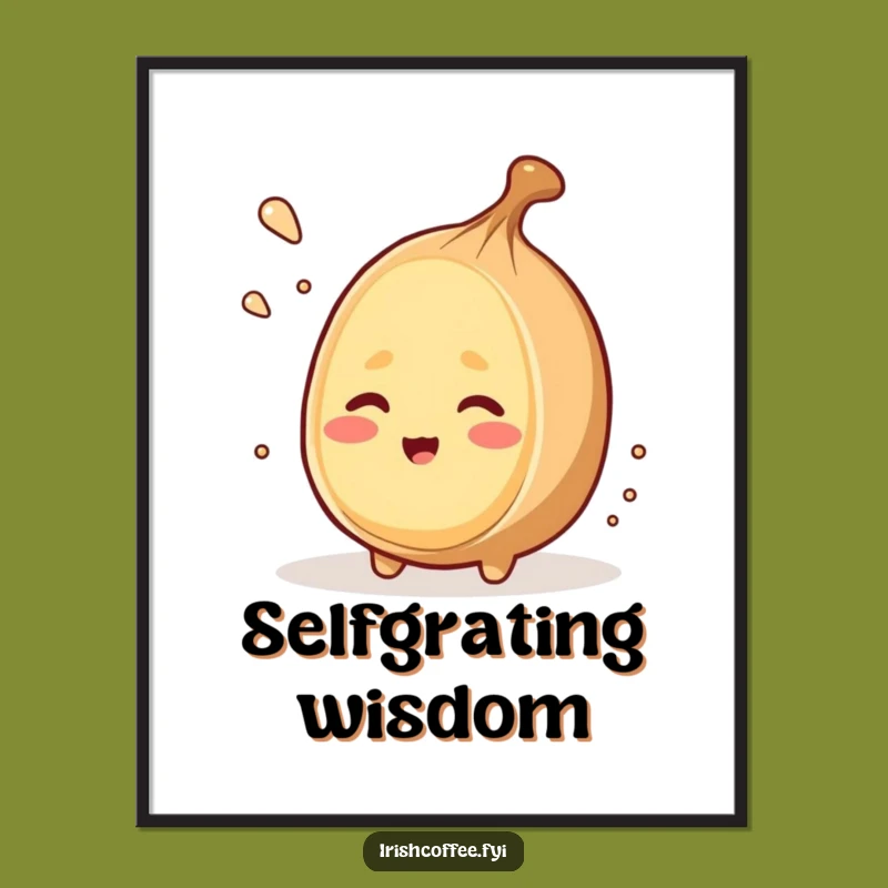 Funny Winking Nutmeg Grates Itself Poster - Witty Kitchen Art!
