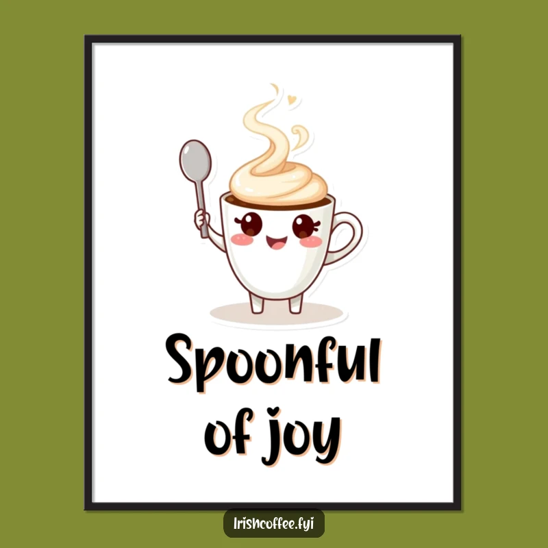 Funny Coffee Cup Character Poster a Cheerful Wall Art Gift