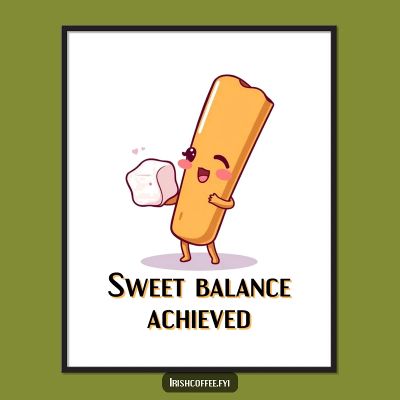 Funny Poster Print: Cinnamon Winking Sugar Balance, Add Flavorful Humor to Walls