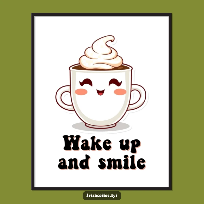 Funny Coffee Poster: Winking Character Creamy Art Print Gift