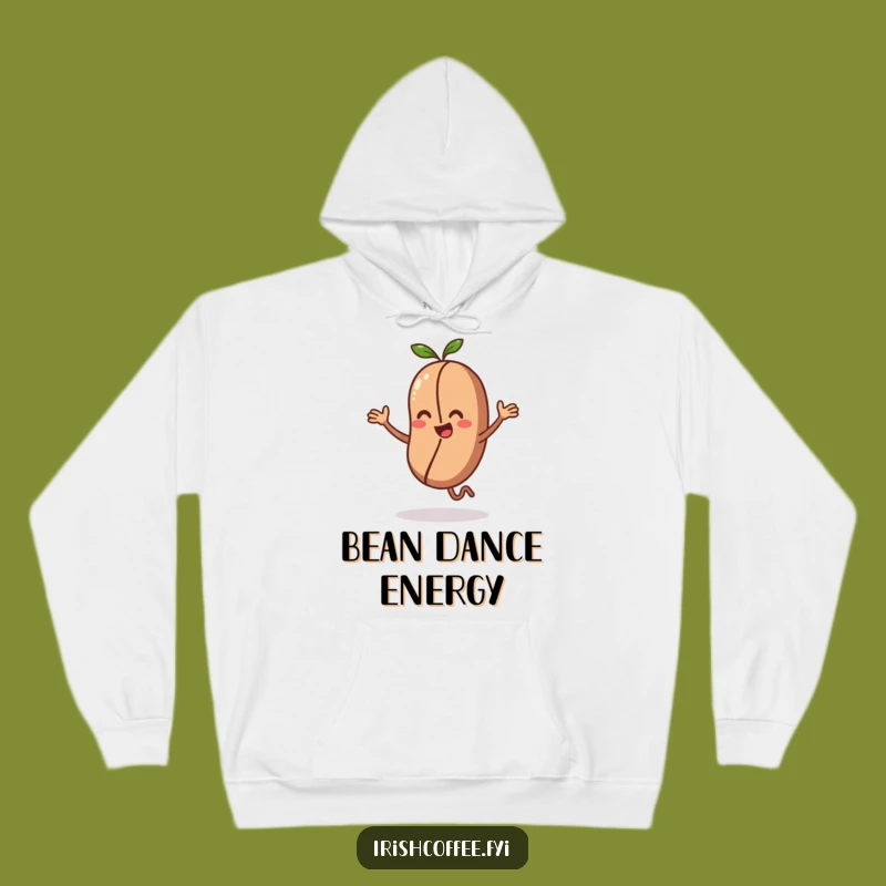 Cozy Funny Hoodie with a Dancing Coffee Bean Character an Energetic Gift