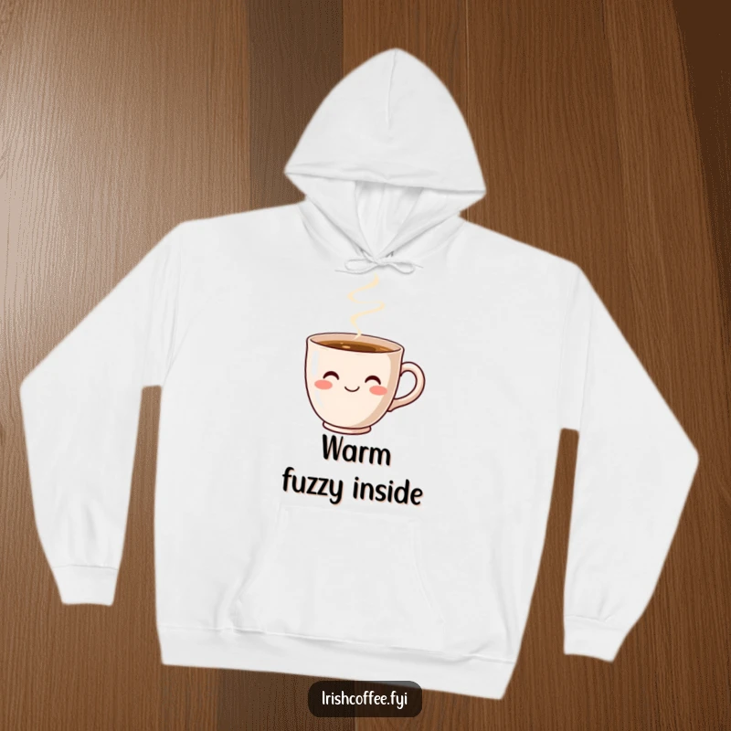 Funny Coffee Cup Smile Hoodie: A smiling coffee cup steams with warmth, providing cozy comfort and humor.